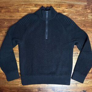 Ralph Lauren RLX, Washable Wool Quarter-Zip Sweater, Black, Men Size L